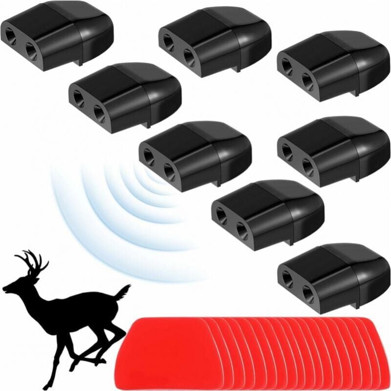foto del prodotto cyslmuk 8 dispositivi per auto con allarme per cervi, a doppia costruzione, con fischietto di allarme nero 