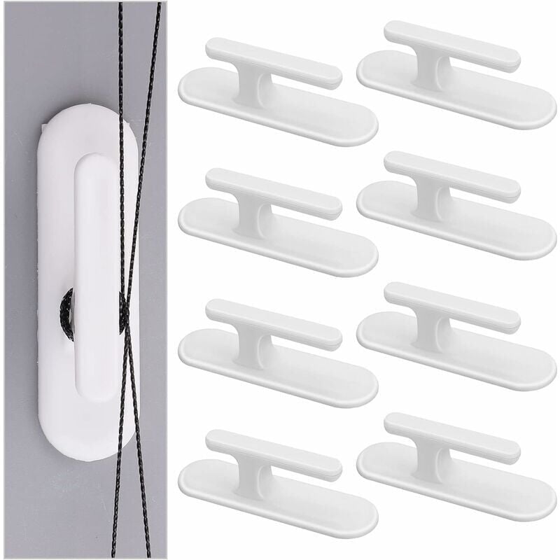 foto del prodotto cyslmuk 8 pezzi rullo per tapparelle di sicurezza bianco, gancio adesivo per cordino per tapparelle, clip da parete per cordino per tapparelle