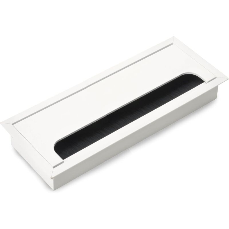 foto del prodotto cyslmuk 80x 200mm gestione cavi rettangolare per scrivanie incassate organizzatore cavi per mobili 2 x argento .