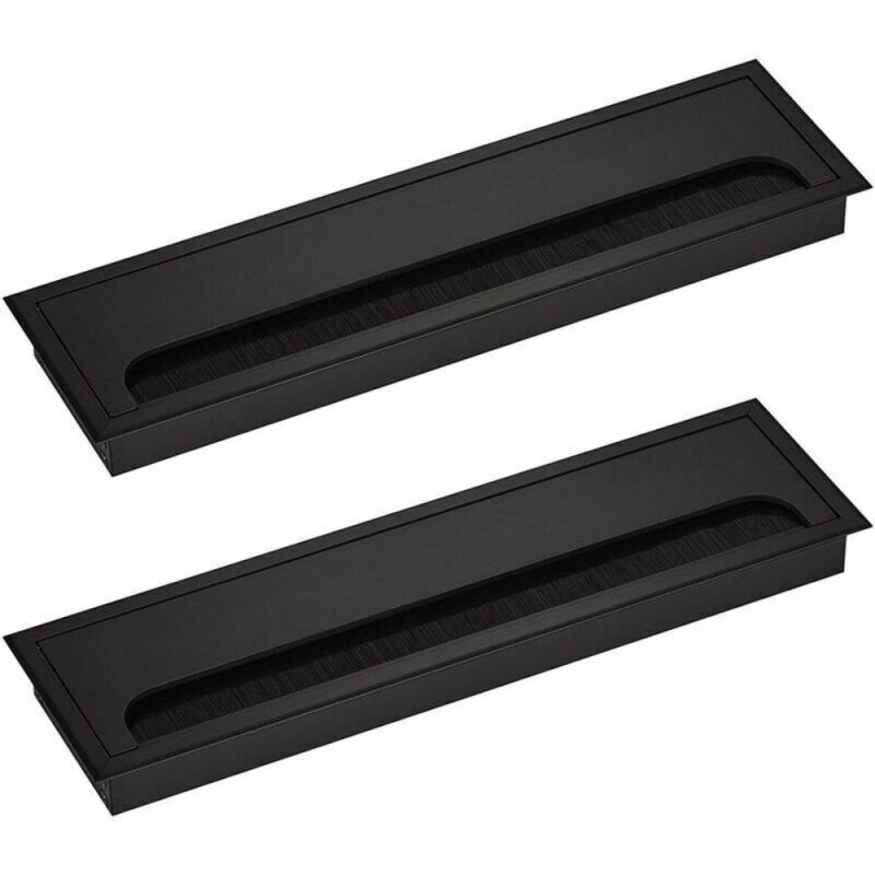 foto del prodotto cyslmuk 80x200mm gestione cavi rettangolare per scrivanie incassate organizzatore cavi per mobili 2 x nero