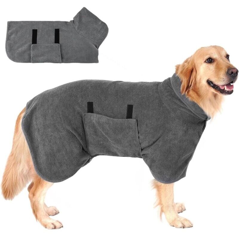 foto del prodotto cyslmuk accappatoio per cani in microfibra, accappatoio per cani con velcro, accappatoio regolabile per cani di taglia grande, media e piccola,