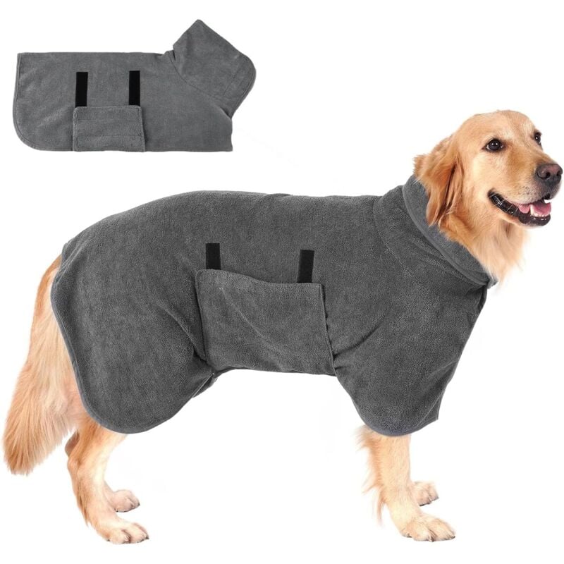 foto del prodotto cyslmuk accappatoio per cani in microfibra, accappatoio per cani con velcro, accappatoio regolabile per cani di taglia grande, media e piccola,