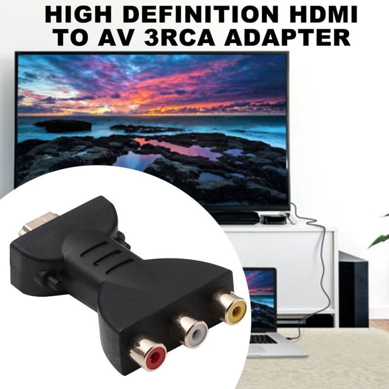 foto del prodotto cyslmuk adattatore hdmi ad av, convertitore hdmi a rgb per componente rca adattatore di sincronizzazione audio e video 1080p