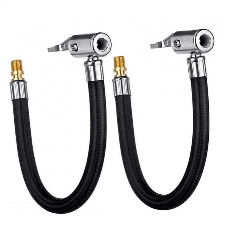 foto del prodotto cyslmuk adattatore per tubo flessibile per pompa di gonfiaggio per pneumatici per auto, 40 cm, valvola, strumento 2 pezzi 