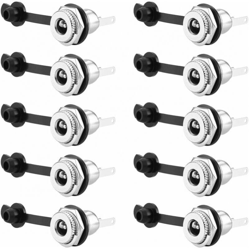 foto del prodotto cyslmuk adattatore presa jack femmina da 5,5 x 2,1 mm da 10 pezzi con cappuccio antipolvere per laptop audio video telefono cctv e altre
