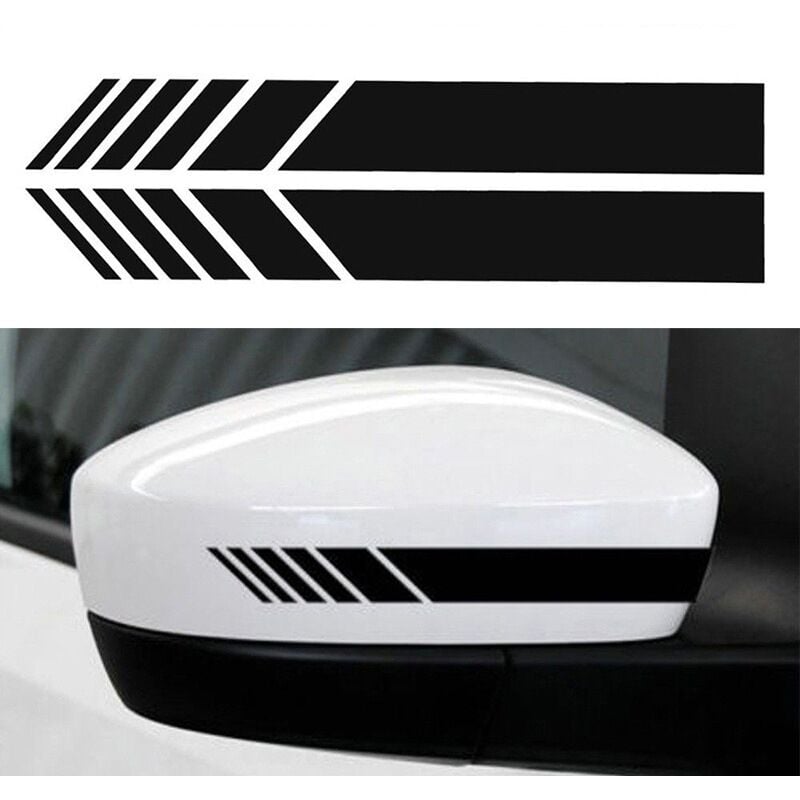 foto del prodotto cyslmuk adesivo per specchietto retrovisore auto 14x1,4 cm con strisce, confezione da 4 nero 