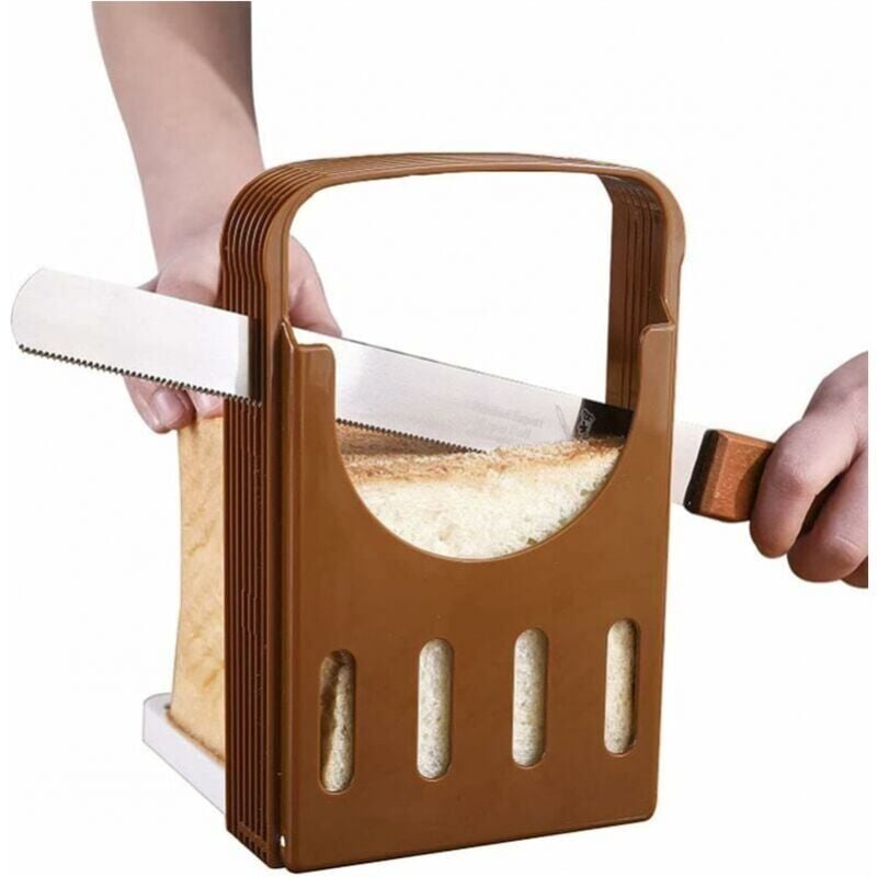 foto del prodotto cyslmuk affettatrice per pane, affettatrice per toast, taglia pane regolabile a 4 spessori, affettatrice per pane, coltello per affettare il pane,