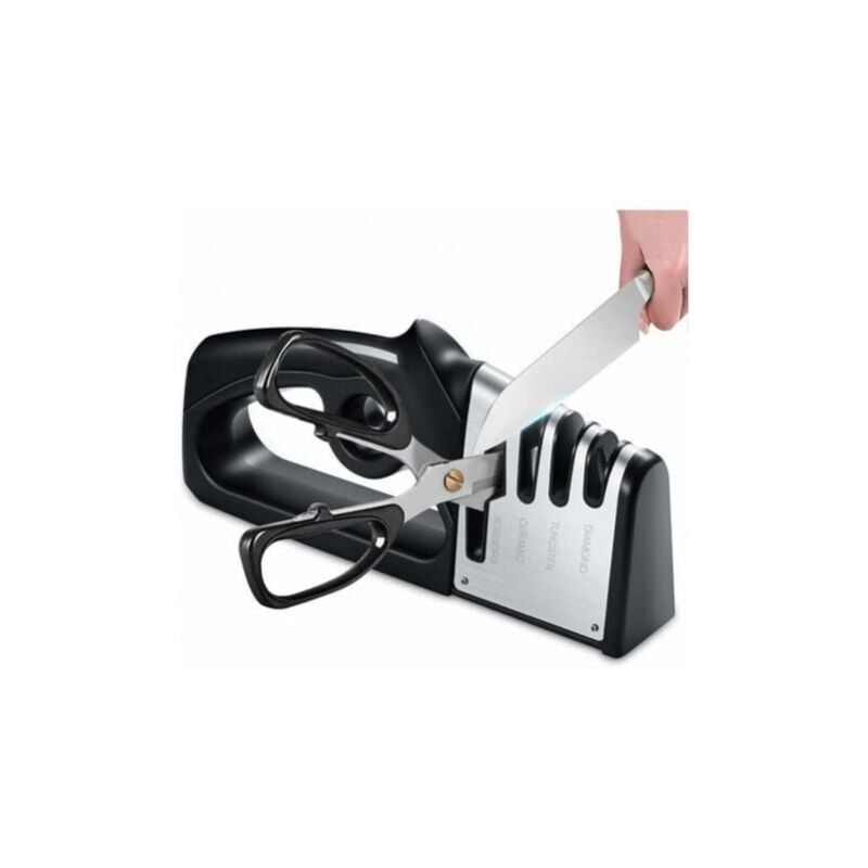 foto del prodotto cyslmuk affilacoltelli e forbici da cucina 4 in 1, affilacoltelli professionale, affilacoltelli con gomma antiscivolo per coltelli in acciaio