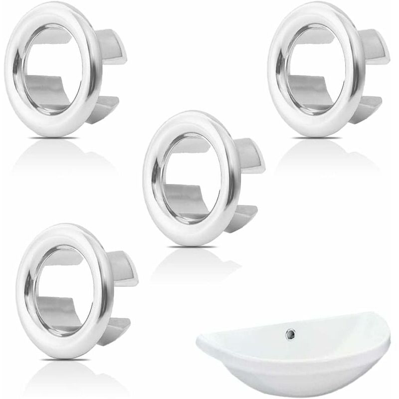 foto del prodotto cyslmuk anello di troppo pieno per lavandino da 4 pezzi, decorazione per lavandino con foro rotondo, coperchio di troppo pieno per lavandino, tappo