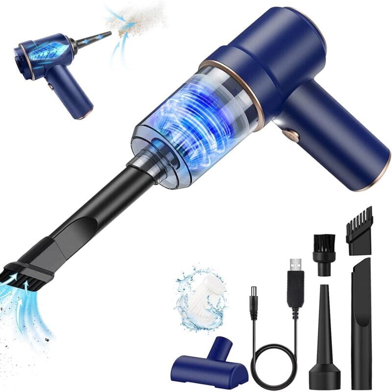 foto del prodotto cyslmuk aspirapolvere portatile per auto, mini aspirapolvere potente da 120 w e 4000 ma, con luce led e filtro hepa lavabile