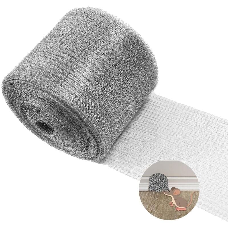 foto del prodotto cyslmuk barriera anti roditori, riempitivo per crepe in acciaio inox, rotolo di rete metallica a doppio strato, adatto per giardino, casa, garage,
