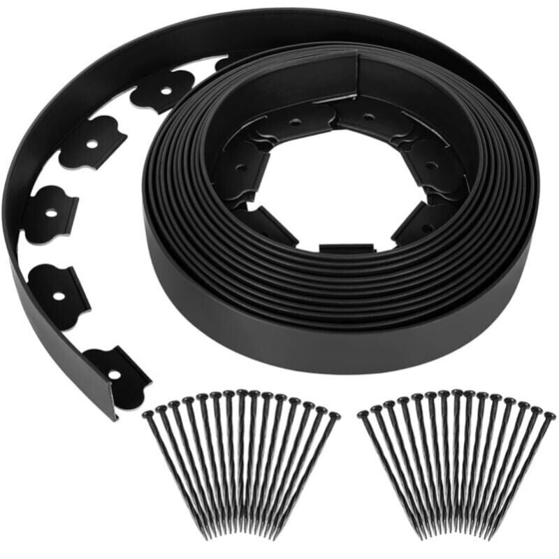 foto del prodotto cyslmuk bordatura flessibile in plastica per prato, bordatura per giardino, separazione erba e pietre, con 30 chiodi di fissaggio, 10 m di