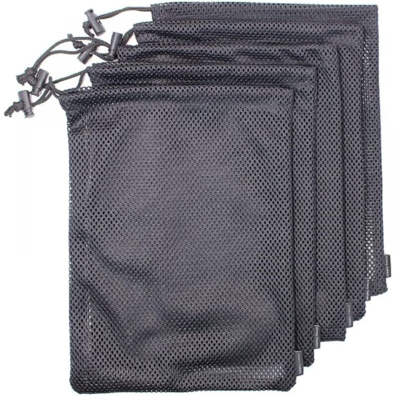 foto del prodotto cyslmuk borsa a rete nera da 5 pezzi 45x35 cm, borsa con coulisse in nylon resistente piccola borsa da viaggio in rete
