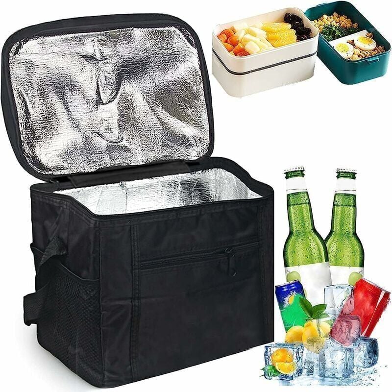 foto del prodotto cyslmuk borsa frigo nera 27 17 24 cm, borsa frigo pieghevole, borsa da picnic, borsa da campeggio isolata, borsa isolata, borsa frigo per alimenti,