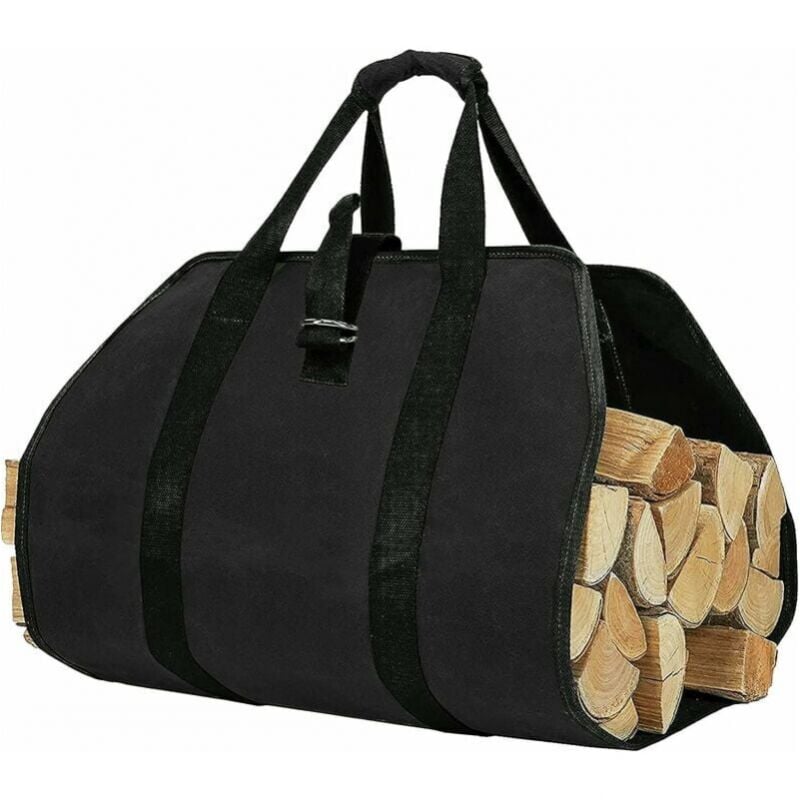 foto del prodotto cyslmuk borsa per legna da ardere nera da 46x98 cm, borsa per legna da ardere in tela, accessorio pieghevole per camino, ideale per stufe a legna,