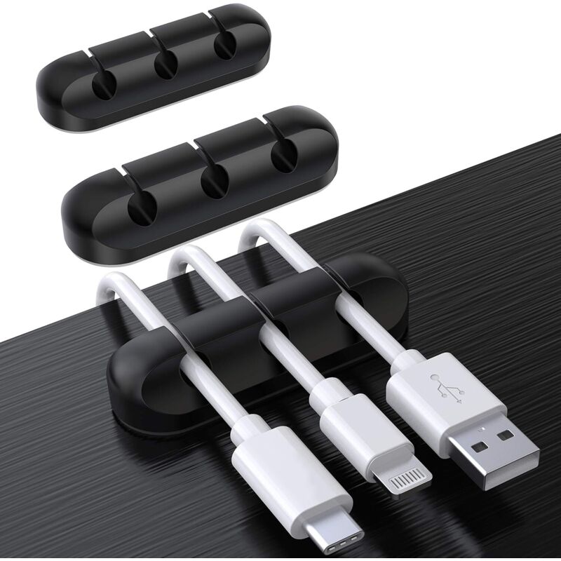 foto del prodotto cyslmuk cable clips organizer da scrivania, 3 confezioni di portacavi, organizer per cavi, gestione cavi, organizer per cavi usb per