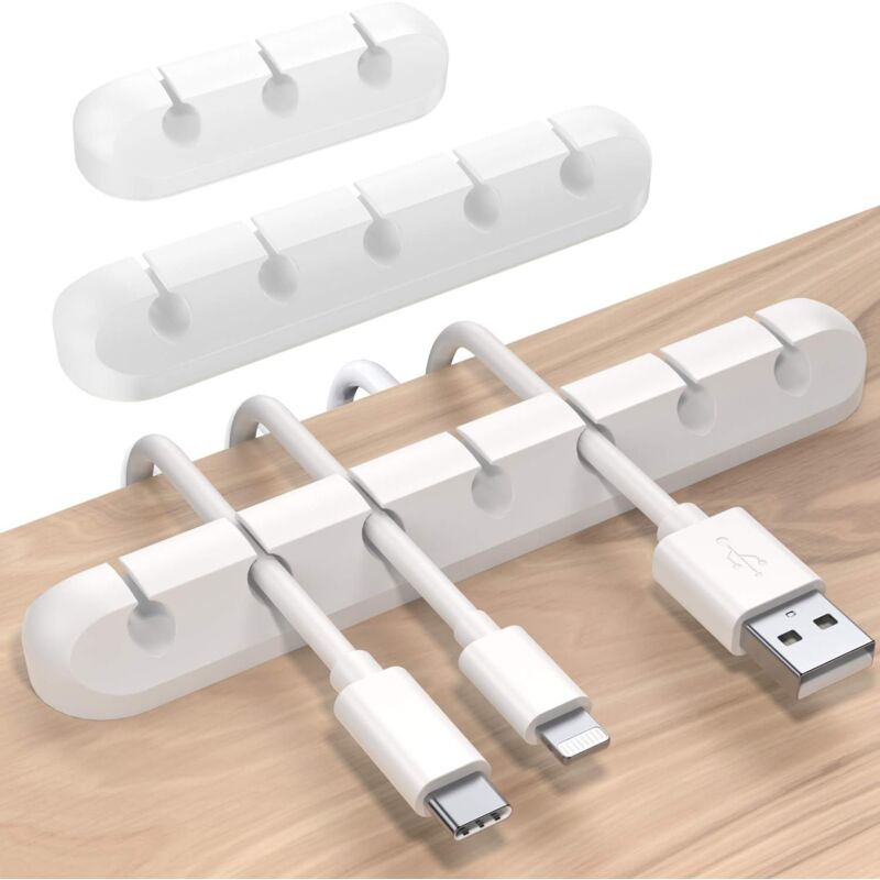 foto del prodotto cyslmuk cable clips organizer da scrivania, 3 pezzi portacavi, organizzatore per cavi, gestione cavi, ordina cavi per caricabatterie