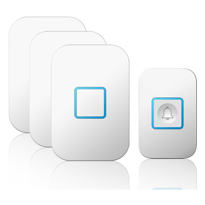 foto del prodotto cyslmuk campanello wireless bianco, portata 400 m, campanello da ingresso esterno impermeabile ip55 con 3 ricevitori plug in, 60 melodie, 5 livelli