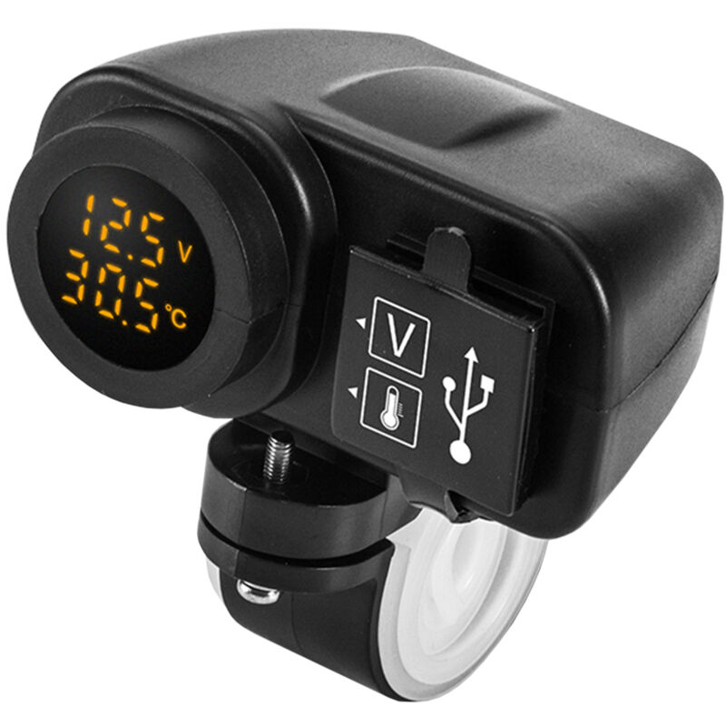 foto del prodotto cyslmuk caricabatterie usb per moto da 12,5 v per caricabatterie per moto da 2,1 a 12 v con voltmetro a led display termometro