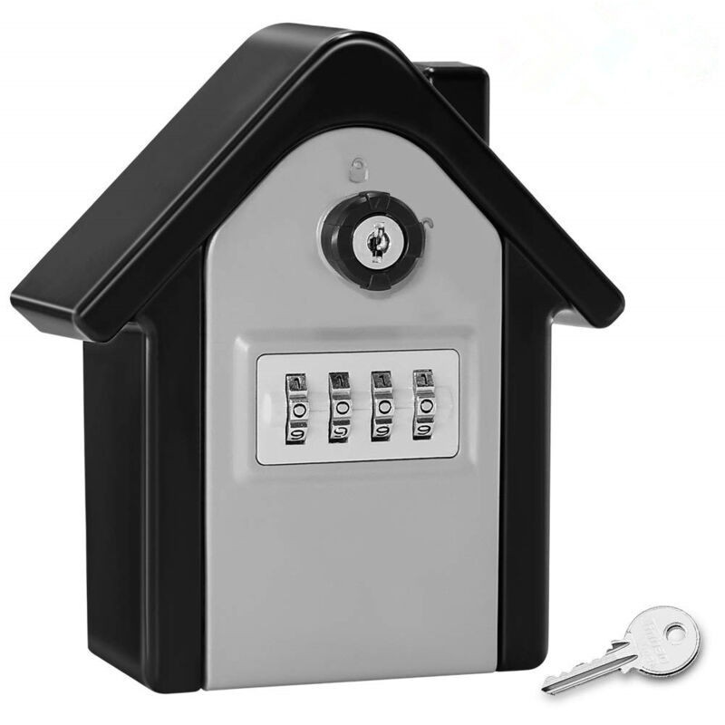 foto del prodotto cyslmuk cassaforte per chiavi da parete con codice digitale e chiave di emergenza, cassetta portachiavi esterna per casa, ufficio, fabbrica, garage