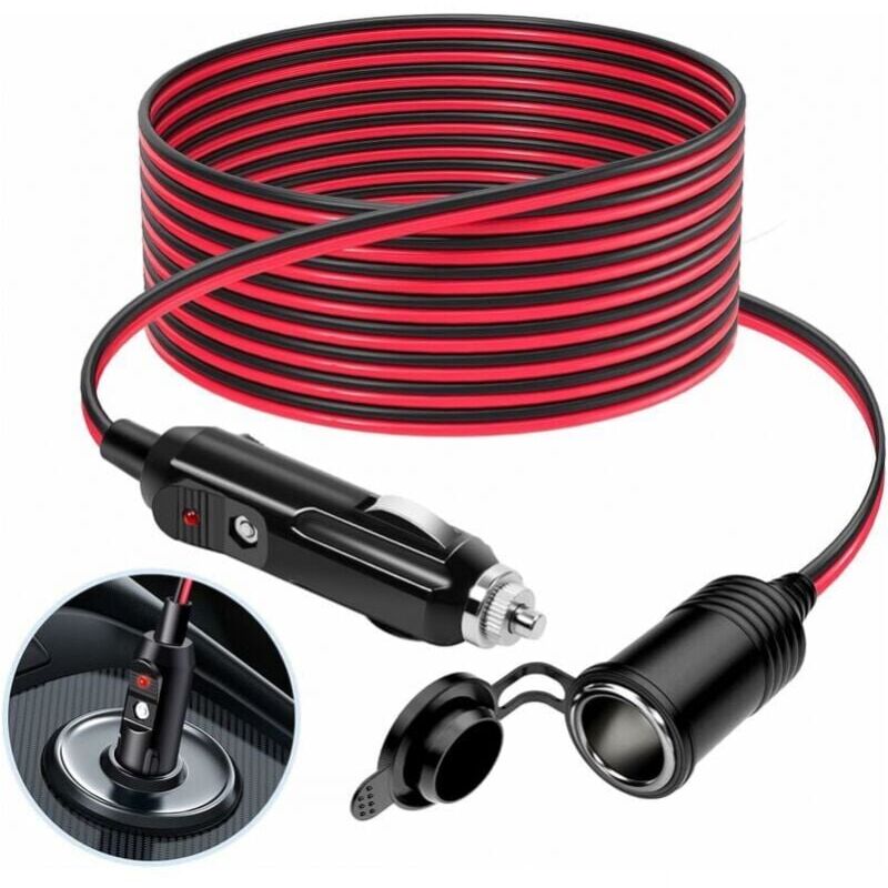 foto del prodotto cyslmuk cavo prolunga accendisigari 3m, presa accendisigari per caricabatteria da auto 12v 24v, adattatore impermeabile e antipolvere 16awg con