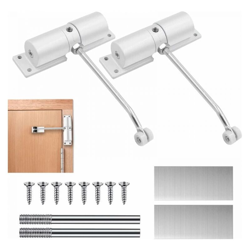 foto del prodotto cyslmuk chiudiporta automatico da 2 pezzi, chiudiporta a molla regolabile per porte fino a 30 kg, chiudiporta groom con asta di regolazione,