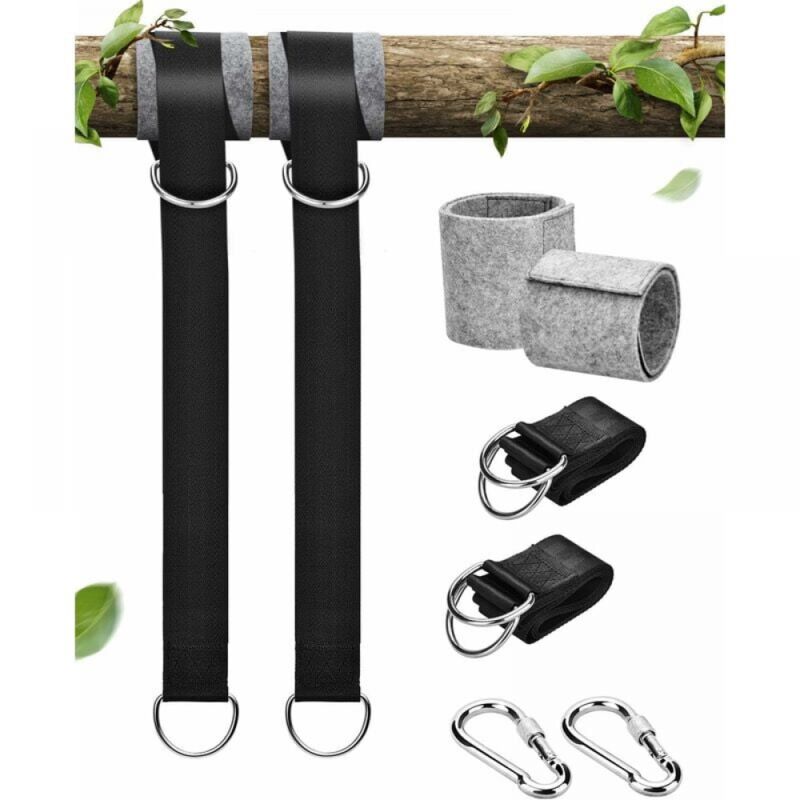 foto del prodotto cyslmuk cinghia per amaca extra lunga da 150 cm con 2 moschettoni di bloccaggio sicuri e anelli a d, perfetta per appendere le cinghie del kit