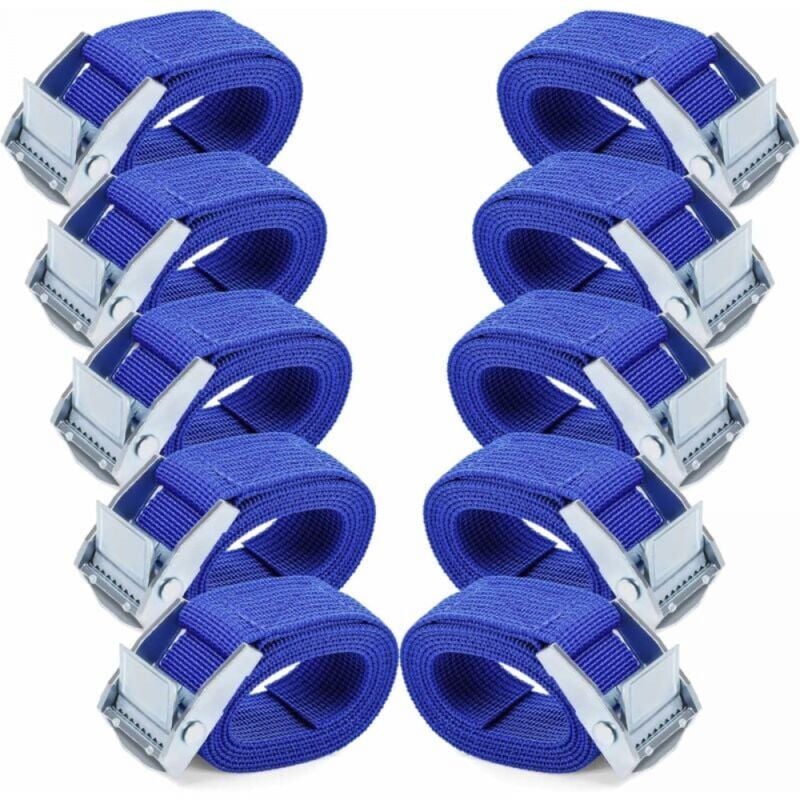 foto del prodotto cyslmuk - cinghie di fissaggio da 1,5 m - 10 cinghie a cricchetto, blu, con fibbia a camma in lega antiruggine cinghie di fissaggio a sgancio rapido