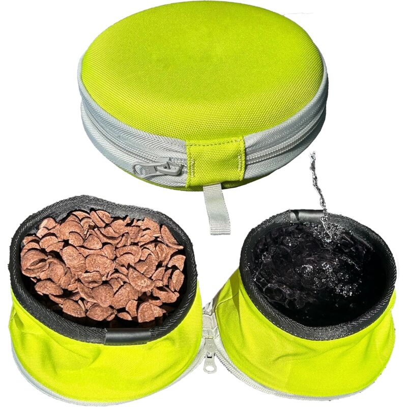 foto del prodotto cyslmuk ciotola pieghevole in silicone per esterni, borsa portaoggetti per mangiatoie per animali domestici, ciotola per cani, ciotola per gatti,