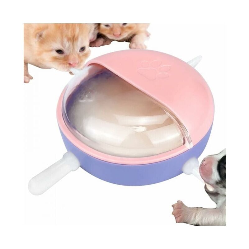 foto del prodotto cyslmuk ciuccio in silicone per gattini e cuccioli da 180 ml, ciotola automatica per il latte con 4 biberon, dispositivo di alimentazione