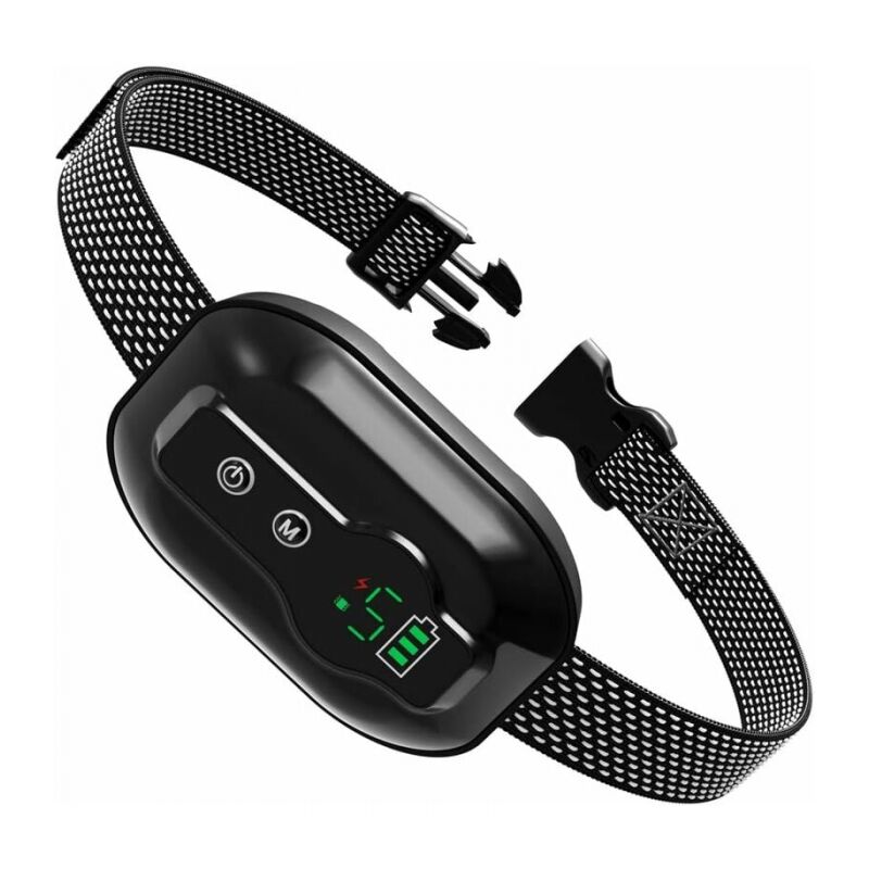 foto del prodotto cyslmuk collare antiabbaio nero per cani, ricaricabile, impermeabile ip67, collare intelligente con rilevamento dell abbaio con modalit 