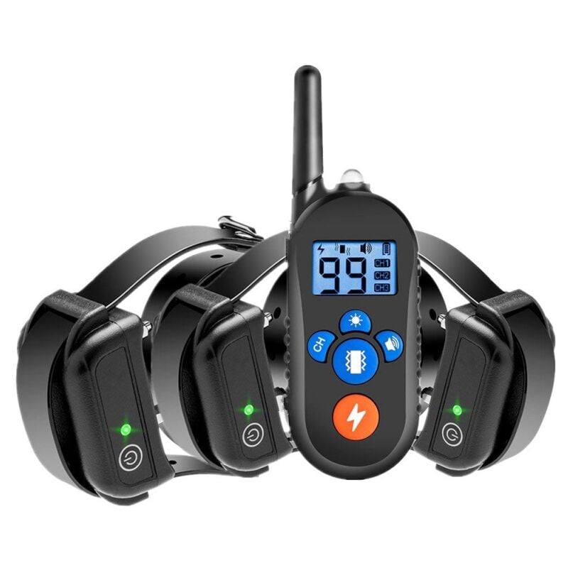 foto del prodotto cyslmuk - collare antiabbaio per cani, ricaricabile, 3 modalità vibrazione shock beep, portata 800 metri, nero uno per tre