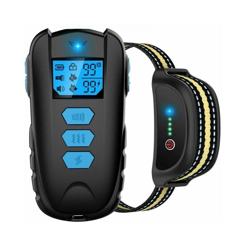 foto del prodotto cyslmuk collare per addestramento cani con telecomando, impermeabile ipx7, con segnale acustico, vibrazione, scossa, livelli regolabili da 0 a 99,