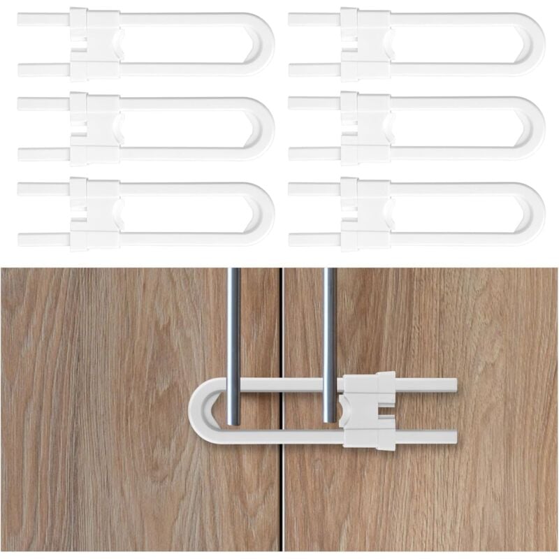 foto del prodotto cyslmuk confezione da 10 blocchi di sicurezza per bambini, a forma di u, adatti alla maggior parte degli armadi, serrature, cassetti e porte del