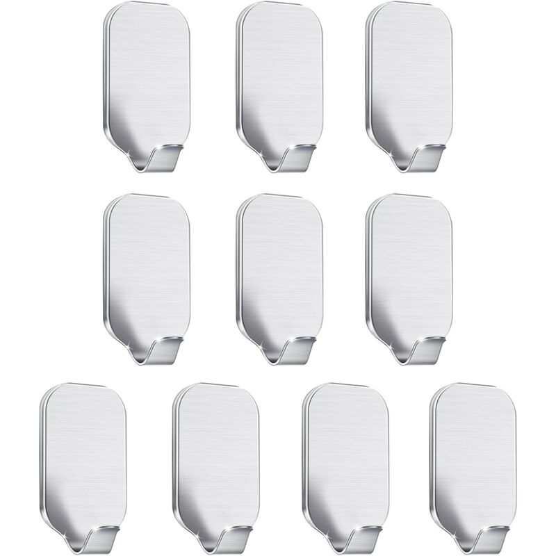 foto del prodotto cyslmuk confezione da 10 ganci adesivi per porte da parete per bagno, cucina, appendere vestiti, asciugamani, chiavi acciaio inossidabile,