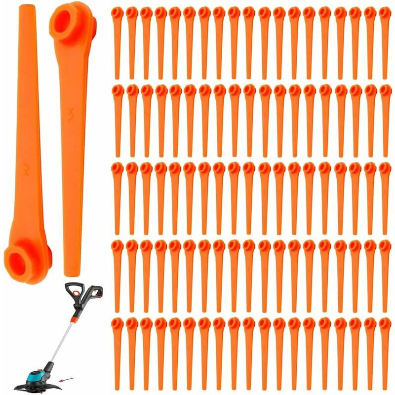 foto del prodotto cyslmuk confezione da 100 lame di ricambio in plastica da 70 mm per gardena 9823 9825 9820 9821 decespugliatore tosaerba accessori