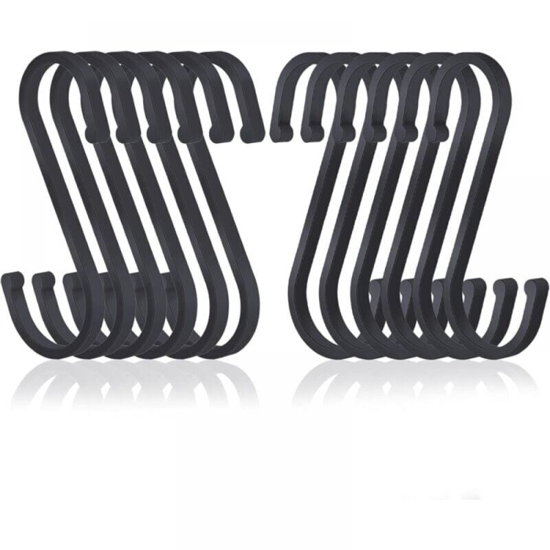 foto del prodotto cyslmuk confezione da 12 ganci piatti in alluminio a forma di s, ganci da macellaio con finitura opaca per cucina, camera da letto, bagno, ufficio