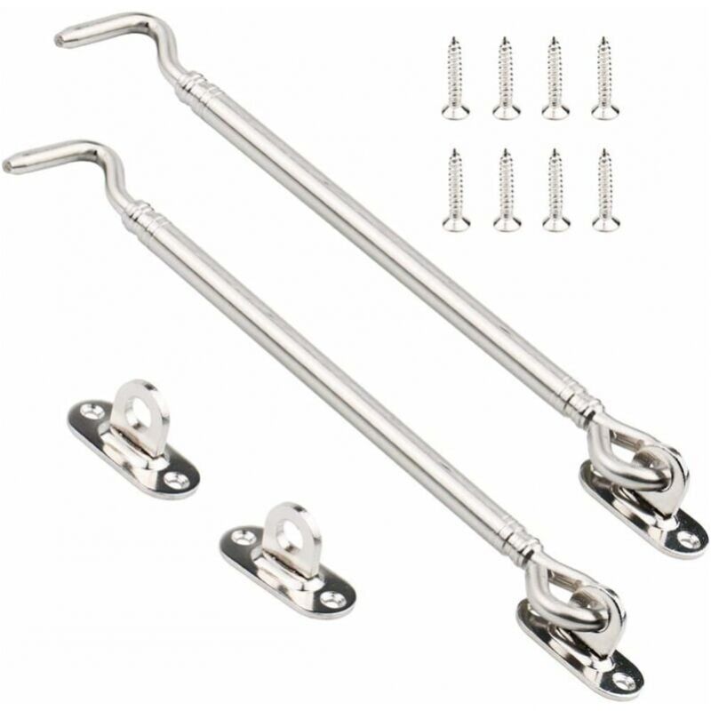 foto del prodotto cyslmuk confezione da 2 ganci in acciaio inox per cabina, chiusura per cancello resistente, chiusura per porta a battente, staffa silenziosa per