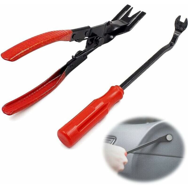 foto del prodotto cyslmuk confezione da 2 pinze per la rimozione delle clip della portiera dell auto, kit di riparazione universale per utensili di rifinitura per