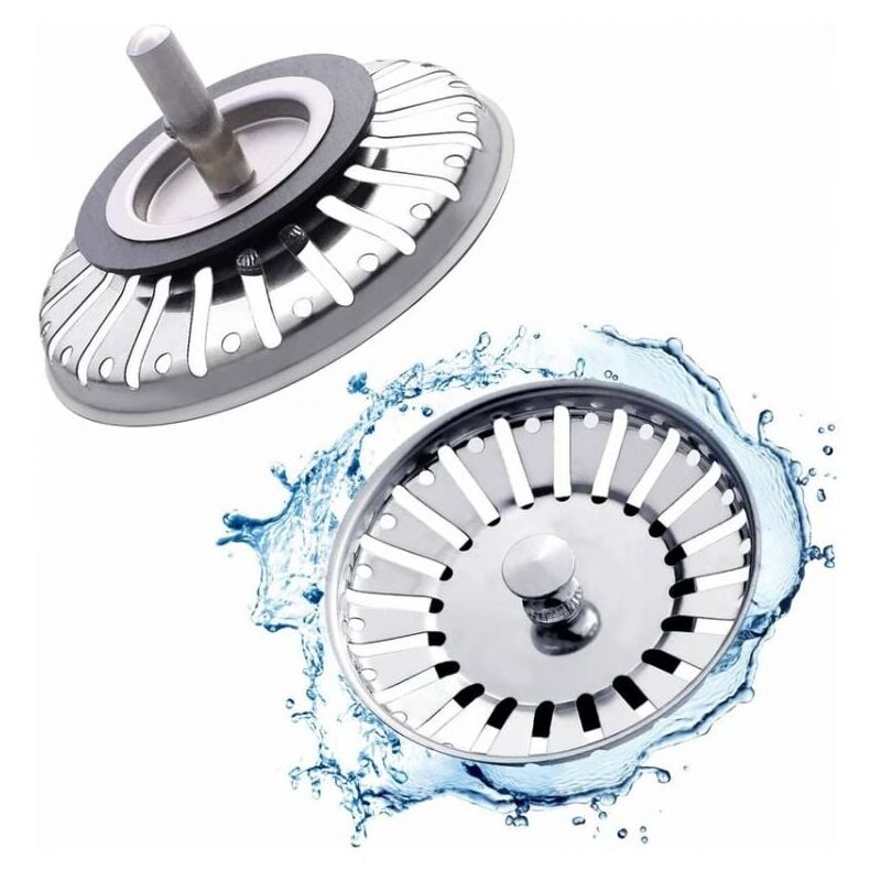 foto del prodotto cyslmuk confezione da 2 tappi per lavello da cucina in acciaio inox, filtro universale per lavello da cucina, griglia per lavello in acciaio inox