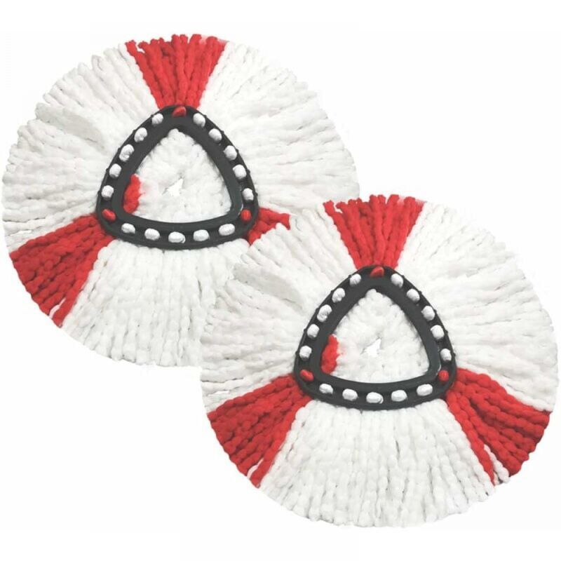 foto del prodotto cyslmuk confezione da 2 testine per mocio compatibili con le testine di ricambio vileda 2 in 1 turbo mop, in microfibra, rosso, bianco.