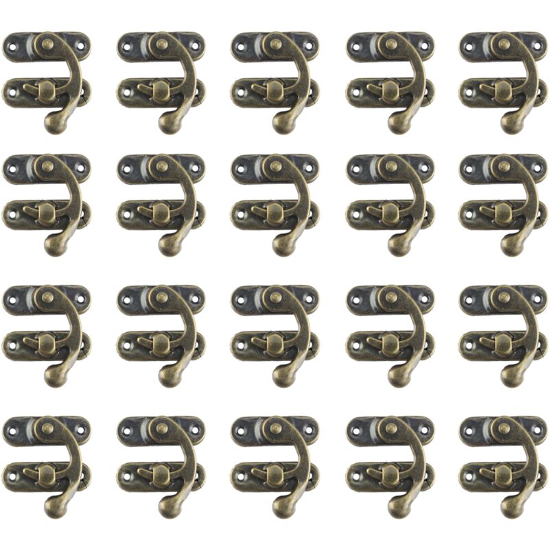 foto del prodotto cyslmuk confezione da 20 grandi chiusure a forma di corno in metallo con ganci di bloccaggio color bronzo per scatole di legno e scatole per