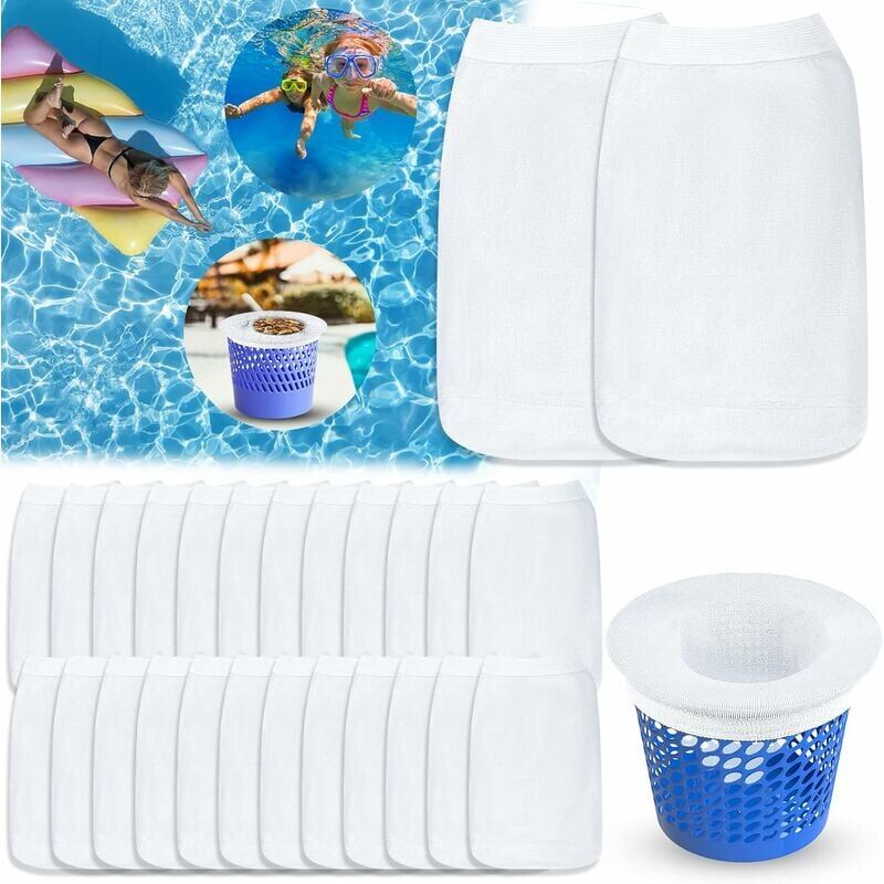 foto del prodotto cyslmuk confezione da 30 coperture per rifiuti di filtri per piscine, prefiltri super elastici riutilizzabili per cestini per piscine