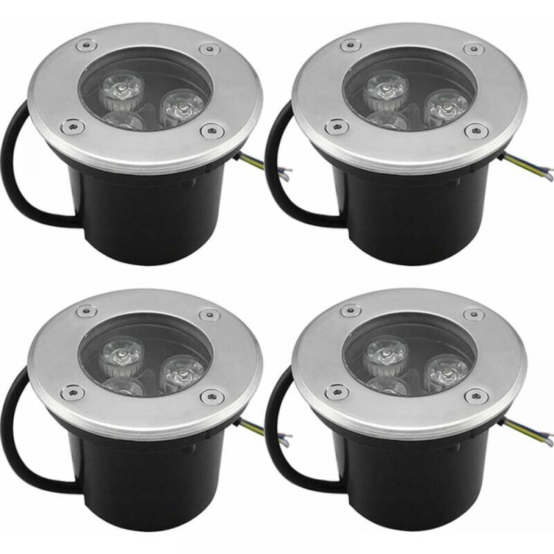 foto del prodotto cyslmuk confezione da 4 faretti da incasso a led da esterno, 3 w, ip65, 270 lumen, rotondi, per patio, giardino, vialetto, cortile, garage, luce