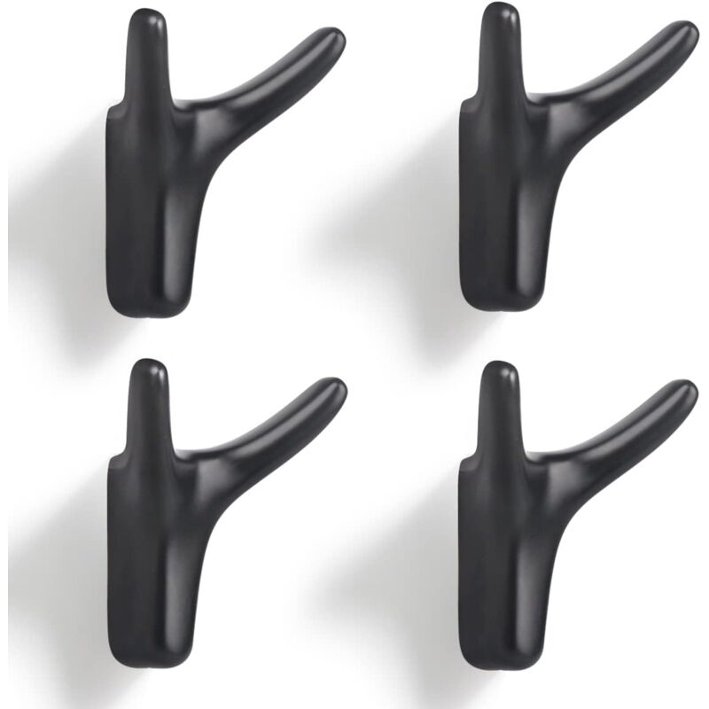 foto del prodotto cyslmuk confezione da 4 ganci da parete a doppio polo per cappotti e cappelli, ganci da parete resistenti realizzati in lega di zinco massiccio per