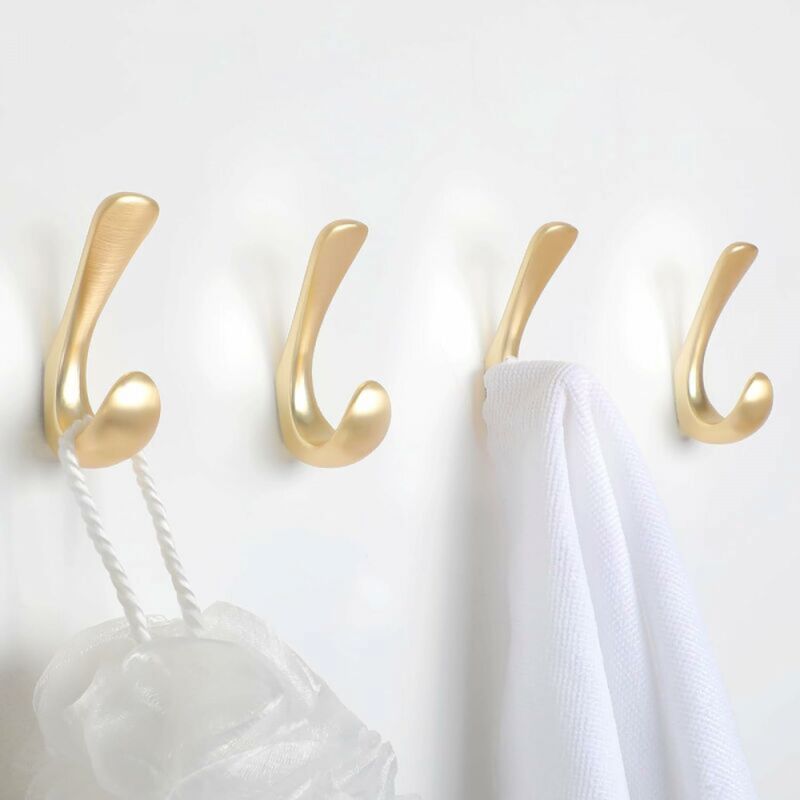 foto del prodotto cyslmuk confezione da 4 ganci per asciugamani per bagni, ganci per bagno in oro spazzolato per asciugamani, ganci per accappatoi e ganci per