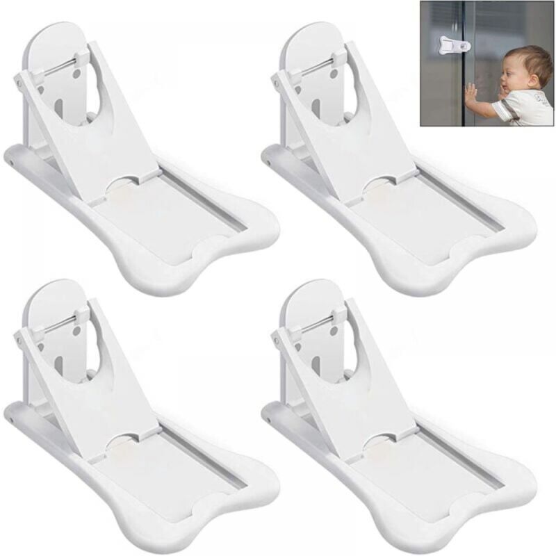 foto del prodotto cyslmuk confezione da 4 serrature di sicurezza per porte di armadi per bambini, serratura per porte scorrevoli a prova di bambino con cuscinetto