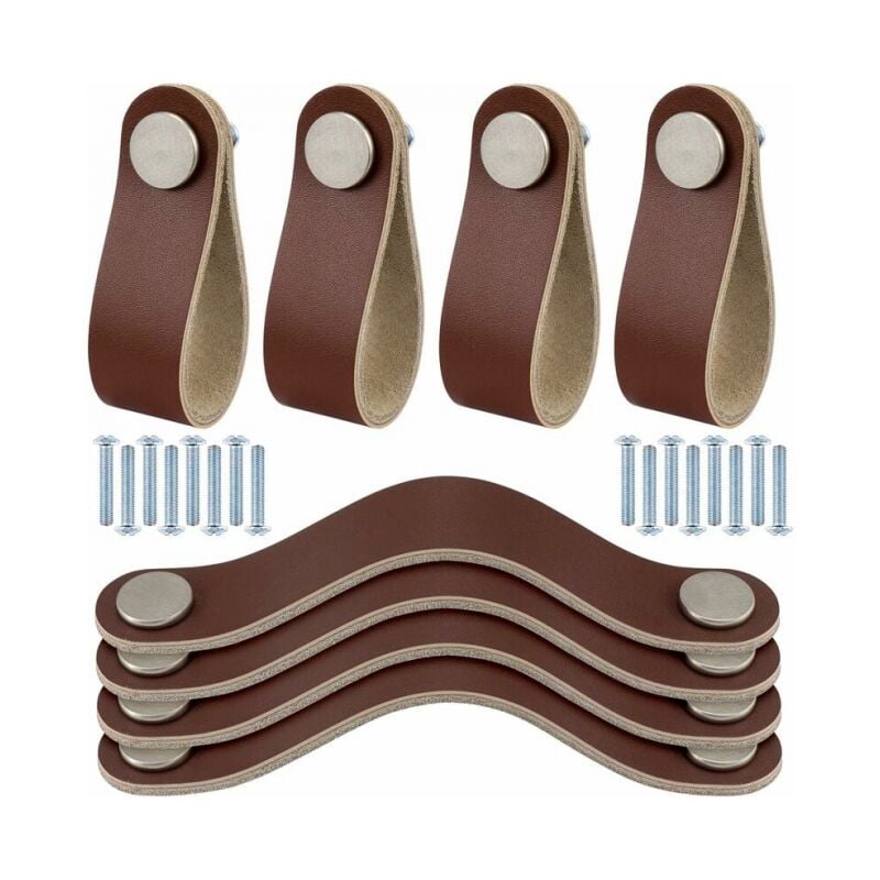 foto del prodotto cyslmuk confezione da 8 maniglie per cassetti in pelle con viti per porte di armadietti per ufficio domestico dimensioni generali