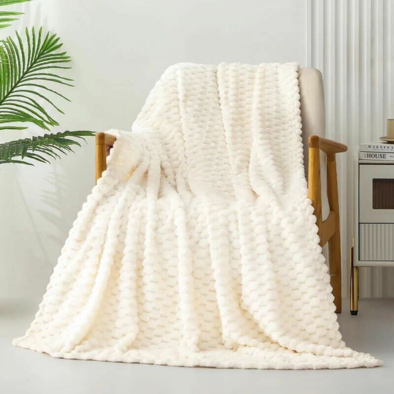foto del prodotto cyslmuk coperta per divano a quadri bianca 70x100, coperta per dormire, calda e spessa
