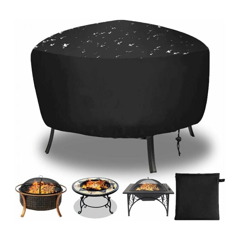foto del prodotto cyslmuk copertura per braciere rotonda 122 x 46 cm, impermeabile, antivento, cordino resistente ai raggi uv, tessuto oxford, adatta per forni,
